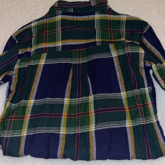 Flannel Plaid Navy two pocket long sleeve dress. Size 6. - Picture 6 of 6